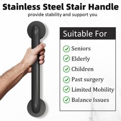 12 Inch Bath Grab Bar Safety Shower Handle with Mounted Screws Aluminum Black