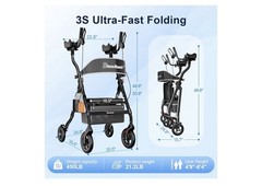 BLESSREACH Heavy Duty Upright Rollator Walker for Seniors, 450lbs 6 Height, ADJ