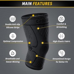 CAMBIVO 2 Pack Knee Brace, Compression Sleeve Support for Small, Black