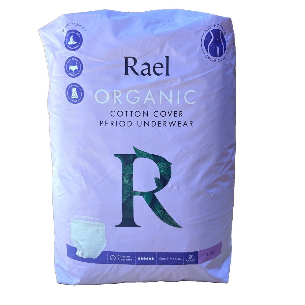 Rael Disposable Underwear Organic Cotton Cover Period Underwear Sz L/XL 20 Count