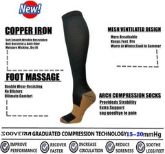 6 Pairs Copper Compression Socks 20-30mmHg Graduated Support Men’s Women’s