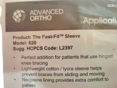 Advanced Ortho The Fast Fit universal Knee Sleeve Model 620 L2397 Fits All Sizes