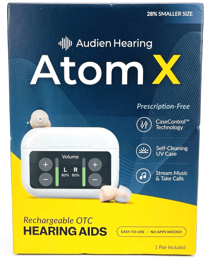 Audien Hearing ATOM X -Rechargeable OTC Hearing Aids – Newest Model- New