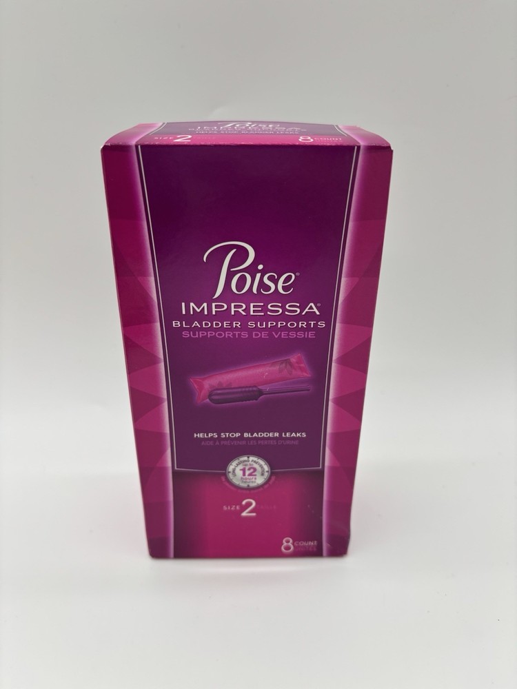 NEW Poise 8 Count Pack Impressa Bladder Supports Size 2 SEALED Expiration 2029