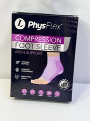 NWT-PhysFlex Unisex Size L Pink Compression Foot Sleeve Arch Support