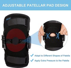 New Nvorliy ROM Metal Hinged Knee Brace Size L Unisex, Adjustable Open Patella P