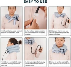 Cervical Traction Device, Adjustable Three Tube Inflatable Neck Stretcher, Neck