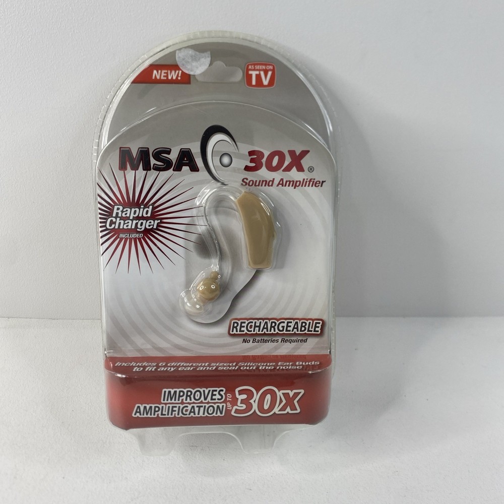 MSA 30X Sound Amplifier Rechargeable Silicone Ear Buds As Seen on TV NEW SEALED