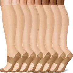 Copper Compression Socks 8 Pack for Men & Women – Knee High 15-20mmHg Support fo
