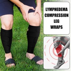 Croknit 2 Pcs Lymphedema Compression Leg Wraps Adjustable Lower Black