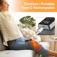 Cordless Knee Massager for Pain Relief with 3 Vibration Modes, 5 Heating Levels