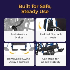 Wheelchair for Seniors and Disabled, Mobility Aid, 18-Inch Seat, Lightweight