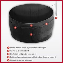 MUELLER Sports Medicine Adjustable Back Brace, 1 Count (Pack of 1), Black