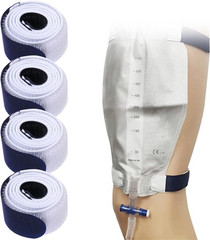 Catheter Leg Bag Straps 26” x 1” NonSlip Adjustable Reusable, 4 pcs, Elastic Set