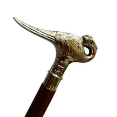Antique Style Brass Bird Head Walking Cane – Dark Wood Shaft