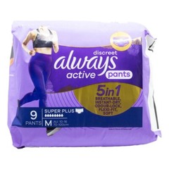 9 x ALWAYS DISCREET ACTIVE PANTS 5 IN 1 MEDIUM SUPER PLUS BRAND NEW