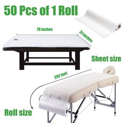 Disposable Non-Woven Bed Sheet 31″ X 70″, 50 Pcs of 1 Roll Spa White