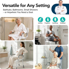 HOMENURSE Shower Chair for Inside Shower, 400 lbs, Wider Seat, Lightweight | 9-L