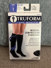 Truform Leg Health Compression Stockings 20-30 mmHg Closed Toe Lg Black Firm
