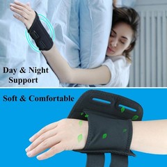 Ergonomic Wrist Splint for Carpal Tunnel: Adjustable Night Support S/M, Black