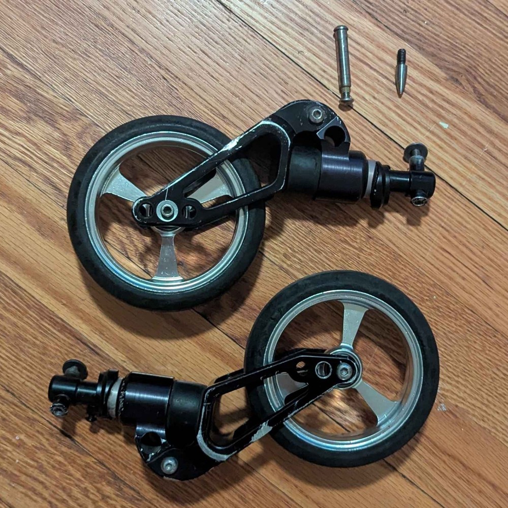 Quickie Q7 Wheelchair Frog Legs Caster Suspension Forks and Wheels Set