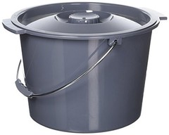 Universal Fit Commode Bucket – 2 Gallon Capacity with Lid and Handle, Dark Gray
