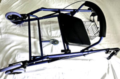 Bariatric Aluminum Rollator Purple Padded Seat Basket and Footrest