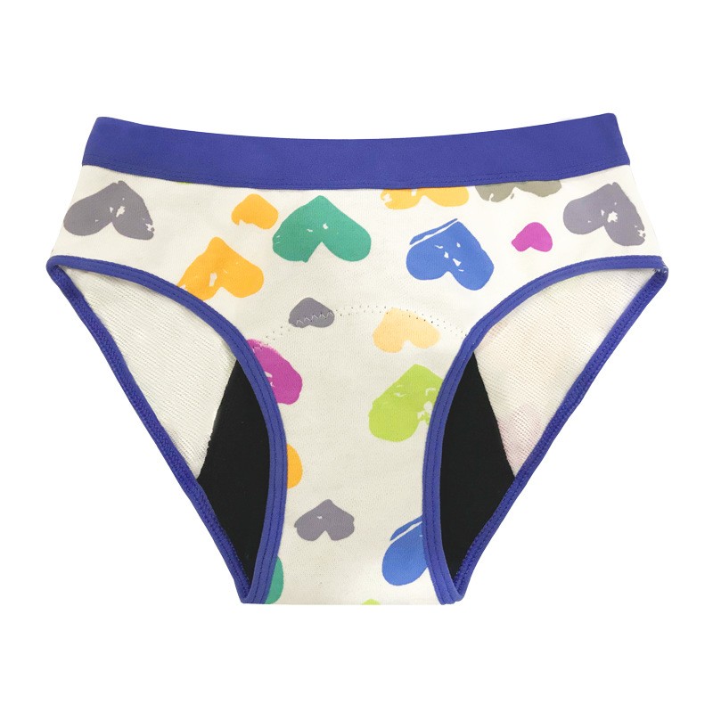 Girls‘ Mid-Rise Sanitary Underwear Print 4Layer Leak-Proof Protection Absorbency