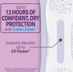 Equate Options Moderate Incontinence Pads for Women, 72 Count Pack