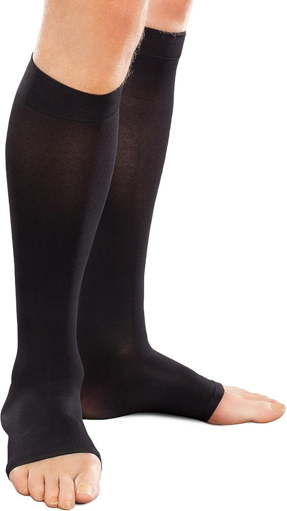 Therafirm Ease Open-Toe Knee High 15-20mmHg (Black, Large Short)
