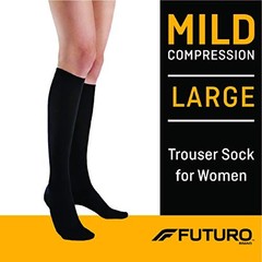 Futuro Energizing Trouser Socks for Women, Mild Compression, Large, Black