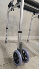 Foldable Adjustable Walking Frame with Seat, 4 Wheels, Lightweight, Silver/Black