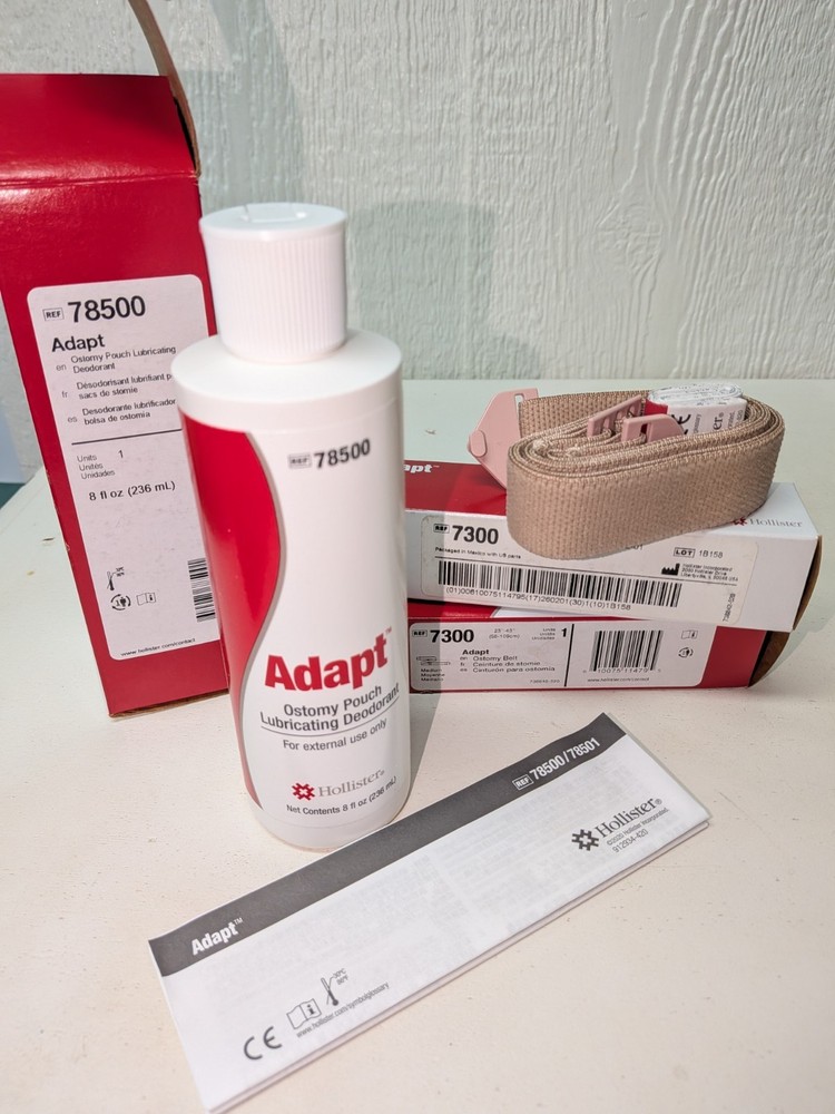 Hollister Lot 78500 Adapt Lubricating Deodorant 8 fl oz + 2 7300 Ostomy Belt NEW