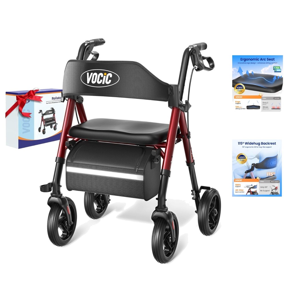 Ergonomic Z21 Rollator Walker with Seat – Supports 350lbs, Waterproof Design