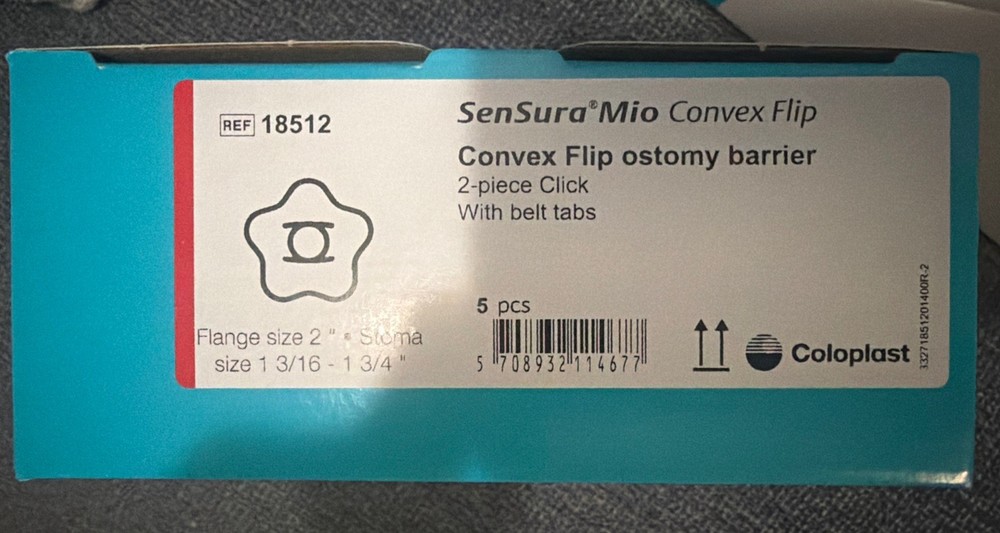 Ostomy Barrier SenSura Mio Convex Flip Pre-Cut 18512 Box Of 5 Pieces