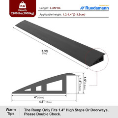 3.3 Ft Rubber Threshold Ramp for Doorways – Edge Reducer & Trim