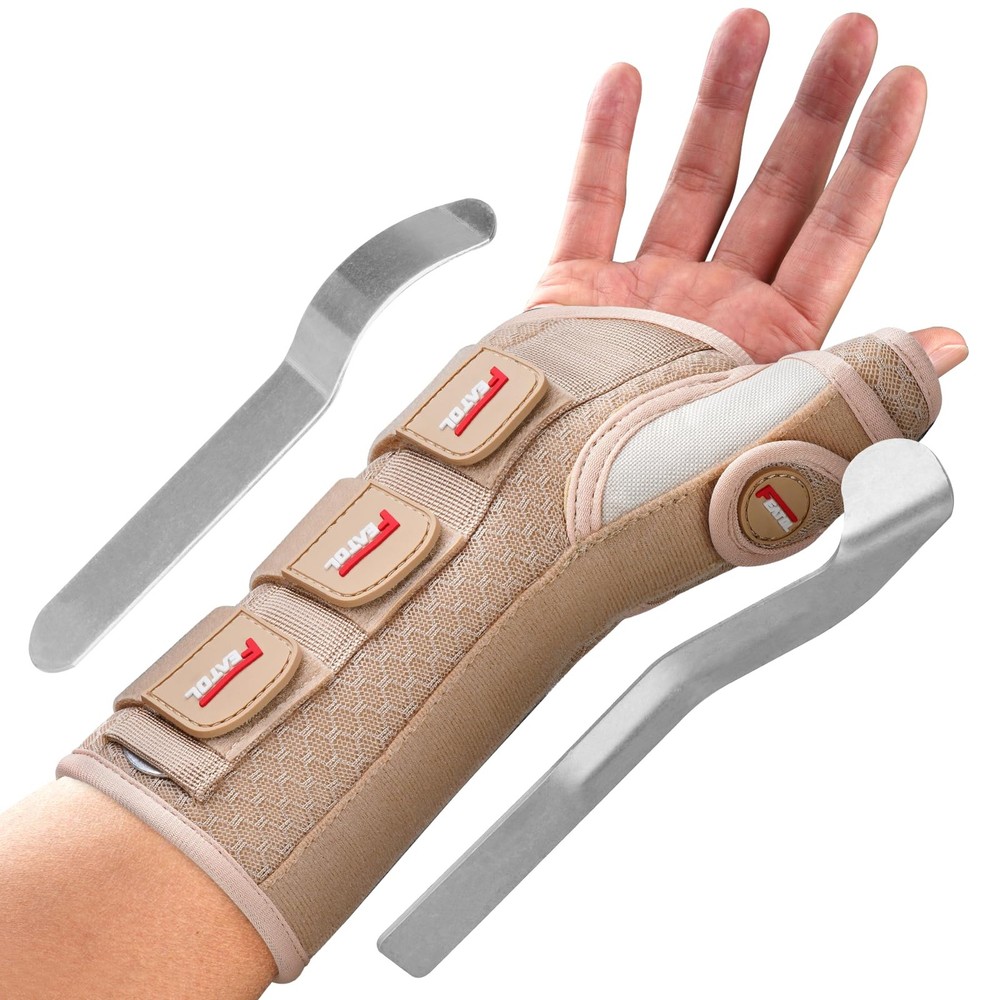 FEATOL Carpal Tunnel Wrist Brace Small/Medium(Pack of 1), Right Hand-Beige