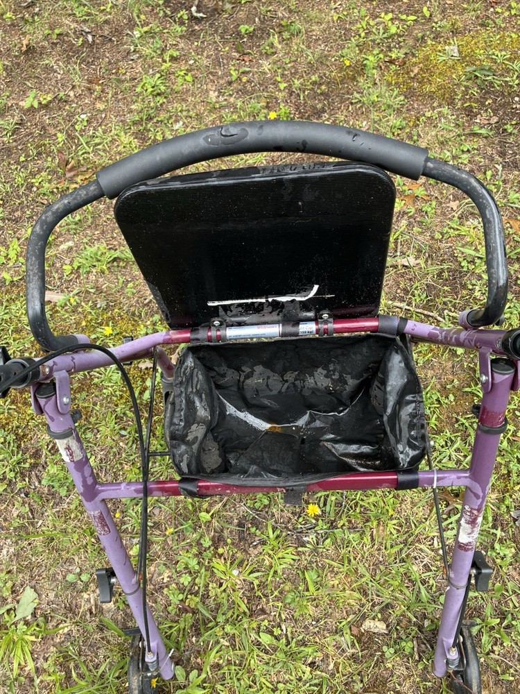 Purple & Black Foldable 4-Wheel Rollator Walker With Seat for Adults/Seniors