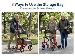 All Terrain Folding Rollator Walker for Seniors with Seat Lightweight Adjustable
