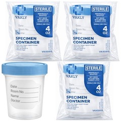 Sterile Specimen Cups 4 oz 3 Count – Urine Collection Cups, Individually Bagg…