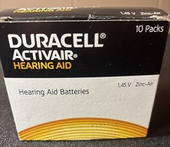 Duracell Activair Hearing Aid Batt. Zinc-Air 1.45V -10 Pack- 60 Count Exp 08/29