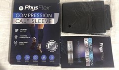 PhysFlex Compression Calf Sleeve Black, Breathable Targeted Compression, Size M