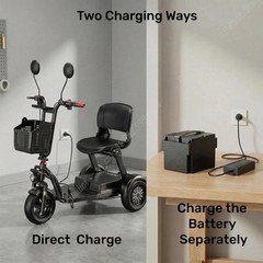 Dual Motor 1000W 48V Folding 3 Wheel Electric Scooter Mobility for Adults