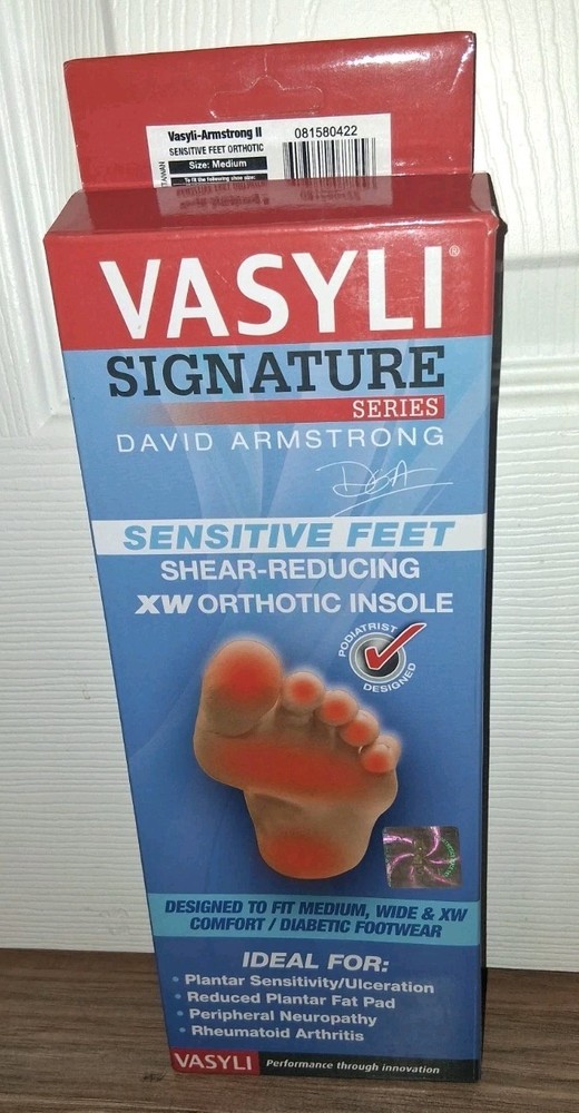 Vasyli Signature David Armstrong II Sensitive Feet Orthotic Insole Medium New!