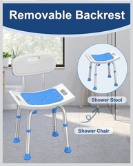 Shower Chair w/ Removable Back for Seniors & Disables Heavy Duty 400# SHC10