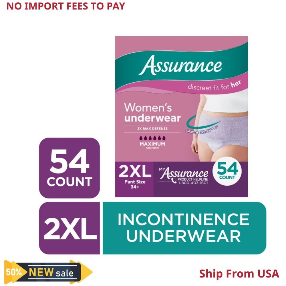 Assurance Women’s Incontinence and Postpartum Underwear, XXL, Maximum Absorbency