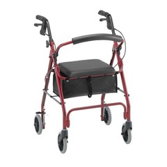 NOVA Classic Rollator Walker for Seniors, Lightweight Adjustable Height RED