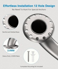 Grab Bar Bundle for ADA Compliance, Brushed Stainless Steel 1.5″ Diameter 3-P…