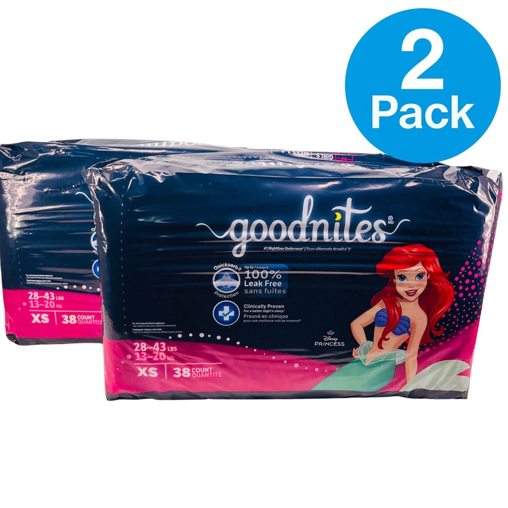 Goodnites Girls Nighttime Underwear XS 38 Ct 2 Pack New