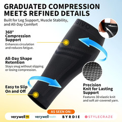 Calf Compression Sleeve Men & Women- Shin Splint Brace Support for Legs Pain Rel